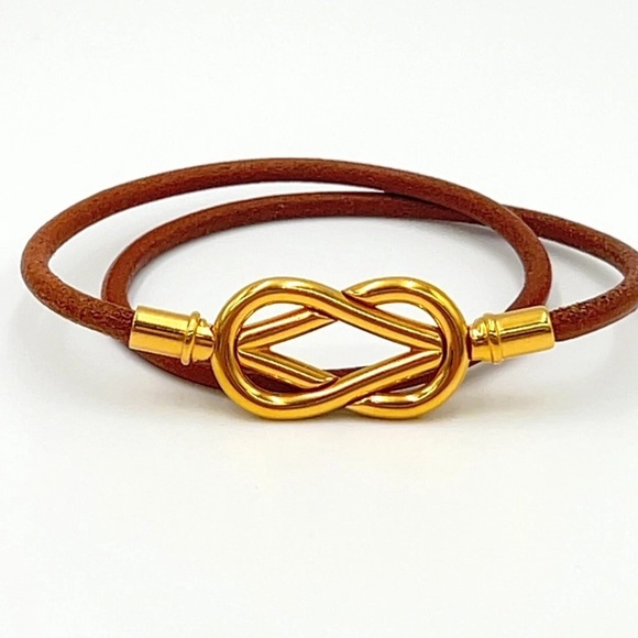 Hermes 2-row Atame GD Leather Bracelet - Picture 10 of 15